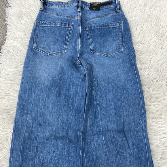 Blank NYC The Franklin Ribcage Wide Leg Jeans in Sunset Rider Distressed Blue - Picture 7 of 8